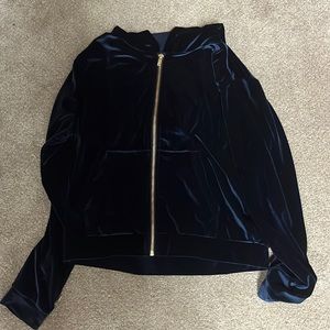 Fabletics Velour Zipped Jacket (Navy Blue)